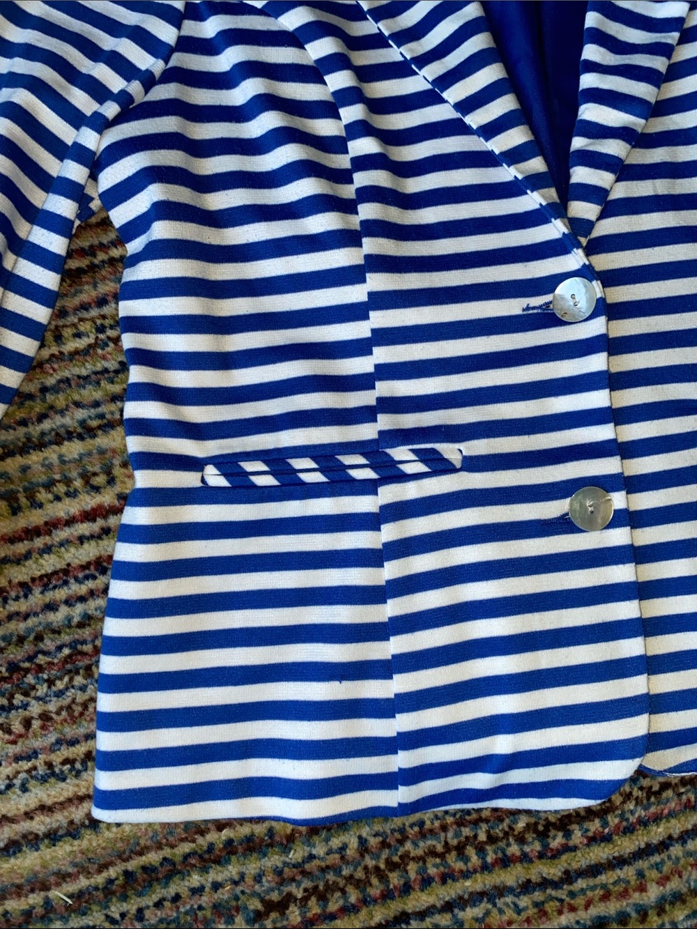 LM STUDIO Blue & White Striped Knit Jacket - Picture 3 of 12
